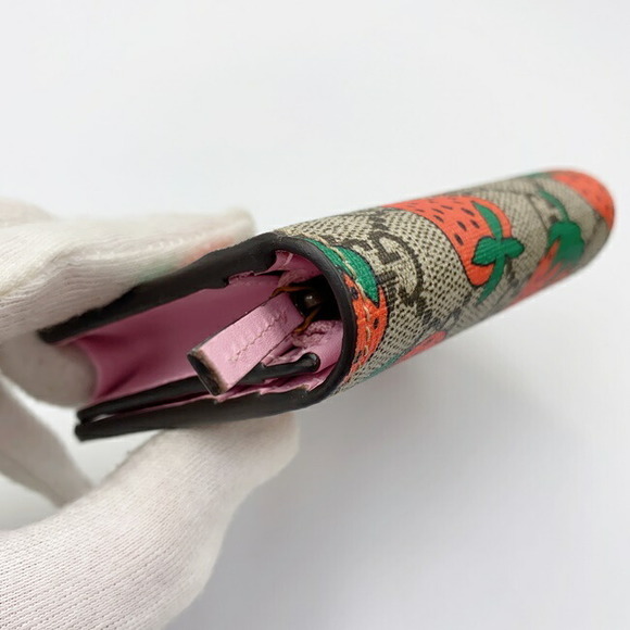 Gucci Strawberry Bifold Wallet GG Supreme Mini h - Picture 6 of 10